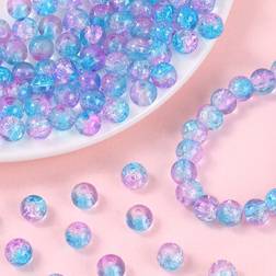 Shein 100pcs/set Dual Color Crackle DIY Beads For Jewelry Making Bracelet Necklace DIY