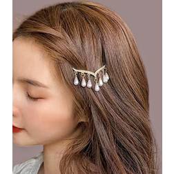 Shein Elegant Ornate Barrette With Rhinestone & Pearl Minimalist Hair Clip