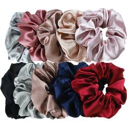 Shein Solid Silky Satin Hair Scrunchies Set 10 5pcs