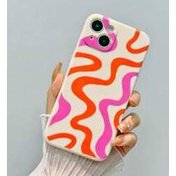 Shein Striped Anti-fall Phone Case Compatible With iPhone 15/15Pro/15Plus/15Promax