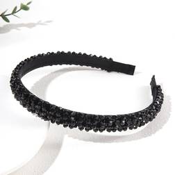 Shein 1pc Black Handmade Four-row Crystal Beads Adorned