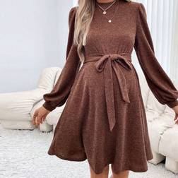 Shein Maternity Lantern Sleeve Belted Dress