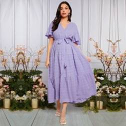 Shein Maternity Surplice Neck Butterfly Sleeve Belted Dress
