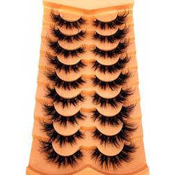 Shein 9pairs Soft And Fluffy 3d Mink False Eyelashes, Thick Curled Water Mink Lashes, Natural And Dense, Orange False Eyelashes