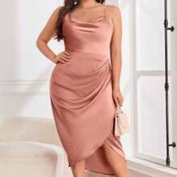 Shein Plus Draped Collar Wrap Cami Dress