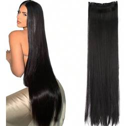Shein Black Extra Long Straight Hair 5 Clips Hair Extensions Ponytail