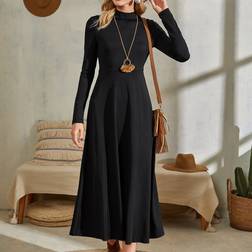 Shein Solid Mock Neck A-line Dress