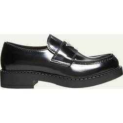 Prada Chocolate Loafer In Black Brushed Leather