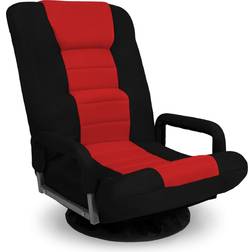 Best Choice Products 360-Degree Swivel Gaming Floor w/ Armrest Handles Foldable Adjustable Back Black/Red