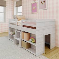 Max & Lily Modern Farmhouse Low Loft Bed Twin Frame 2 Wash