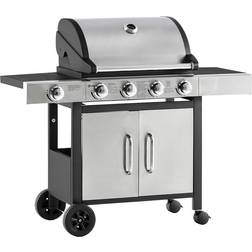 OutSunny Silver and Black Deluxe Gas 4 + 1 Burner BBQ Garden