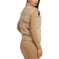 Guess Jole Suede Puffer Vest - Beige