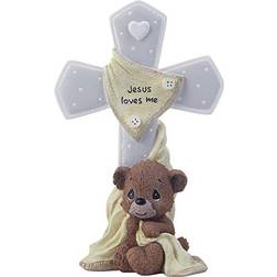 Precious Moments Jesus Loves Me Bear Resin Cross Flerfärgad Prydnadsfigur