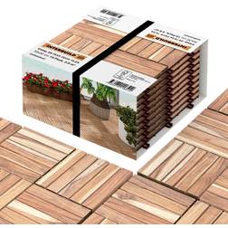 Interbuild 1 ft. x 1 ft. 20 Slat Solid Teak Wood Deck Tile in Unfinished 10-Pieces Per Carton 10 sq. ft. Unfinished 20 Slat