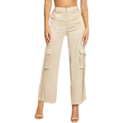 Shein Women's Flap Pocket Side Cargo Pants - Apricot