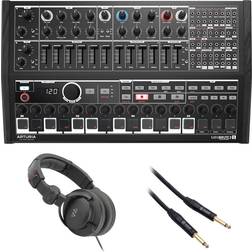 Arturia MiniBrute 2S Special Edition Noir Semi-modular Analog Sequencing Synthesizer Bundle with Polsen HPC-A30-MK2 Studio Monitor Headphones and