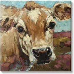 Stupell Industries Rural Cow Painting Country Farm Animals & Insects Painting Gallery Wrapped Wall Decor 24x24"