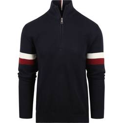 Tommy Hilfiger Global Stripe Half-Zip Mock Neck Jumper - Blue