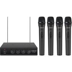 Phenyx Pro 4 Channel VHF Wireless Microphone, Phenyx Pro 4-Channel Wireless Microphone System with 4 Handheld Mics, Metal Receiver, Long Distance Operation