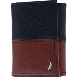 Nautica Two Tone Trifold Wallet - Black/Cognac