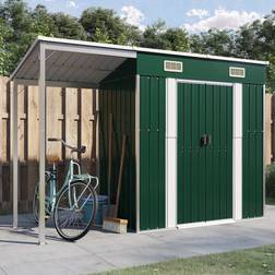 vidaXL Abri De Jardin Avec Toit Prolongé Vert 277x110.5x181 cm Acier