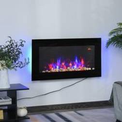 Homcom 1000W/2000W LED Electric Fireplace Black