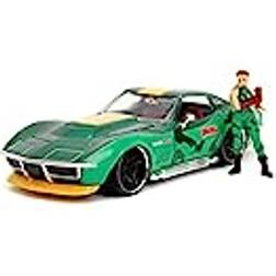 Jada Toys Street Fighter Figur Cammy White mit Modellauto 1969er Chevrolet Corvette Stingray ZL1 Set aus Actionfigur 7 cm und Spielzeugauto 20 cm für Fans und Kinder ab 8 Jahre