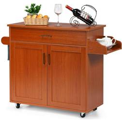 Costway Rolling Kitchen Cherry Island Cart Trolley Table