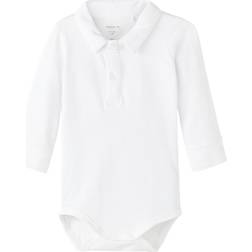 Name It L/S Polo Romper - Bright White (13196550)