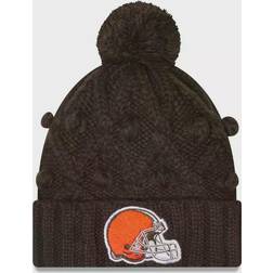 New Era Cleveland Browns Women's Brown Toasty Cuffed Knit Hat with Pom