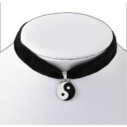 Nattspinnas Ying Yang Velvet Choker - Black/Silver/White
