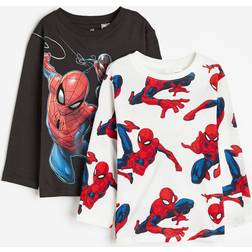 H&M Long Sleeved T-shirts 2-pack - Dark Grey/Spider-Man (1171881001)