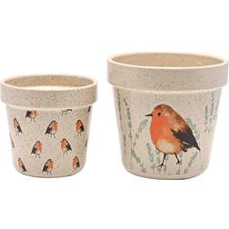 WIDDOP and Co Ceramic Plant Pots Robin Bird 2 Sizes Country