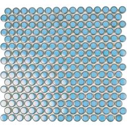 Apollo Tile Apollo Tile Cirkel Blue 12.4 Glossy Porcelain Mosaic Wall and Floor Tile 9.87 sq. ft./case 10-pack, Sky