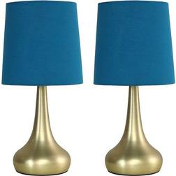 ValueLights Pair Of Modern Gold Teardrop Touch Bed Table Lamp