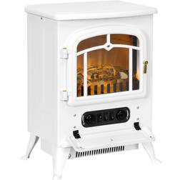 Homcom Fireplace Stove Heater Log Burning Flame Electric 950/1850W White
