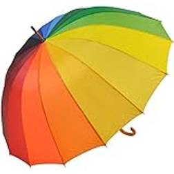 Falcone regenschirm holzstock stockschirm 16tlg sturmfest holzgriff regenbogen