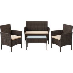 Songmics 4pcs Loungeset, 1 Bord inkl. 2 Stolar & 1 Soffor