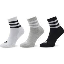 Adidas Unisex Stripes Knöchelsocken, Grey Heather/White/Black