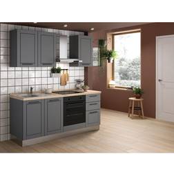 Mimo Marinelli Cucine Küchenzeile/Küchenblock Liliane 195 cm Anthrazit-Eiche hell