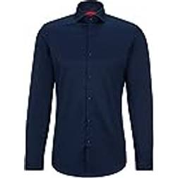 HUGO BOSS Kason Slim Fit skjorta för män av lätt bomullstwill, Navy413