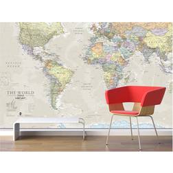 Waypoint Geographic Giant World Mural White Wall Decor 91.3x62.2"