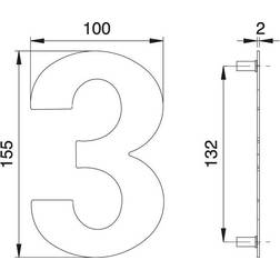 Dieckmann Chiffre Du Numéro De Maison 3 Inox Matt 150 mm B.100 mm EDI