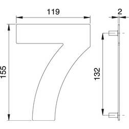 Dieckmann Hausnummer ziffer 7 va ma 150mm b.119mm edi