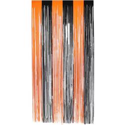 Smiffys Matt fringe curtain backdrop, orange & black