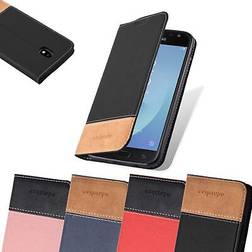 Cadorabo Book X-Wallet Cover Galaxy J3 2017 Smartphone Hülle, Rot, Schwarz