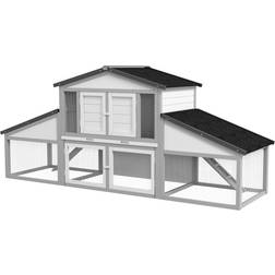 Pawhut Large Rabbit Hutch with Run, Tray, Ramp, Pig