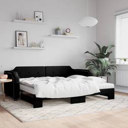 vidaXL Letto Estraibile Con Materassi Nero 100 x 200 cm Divano