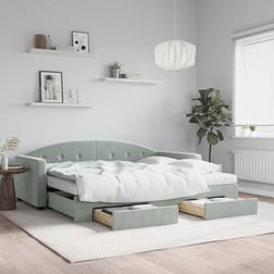 vidaXL Daybed Med Udtræk Og Skuffer Lysegrå Sofa 3 personers