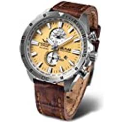 Vostok Europe Almaz Space Station kronograf med läderrem, Silver/beige